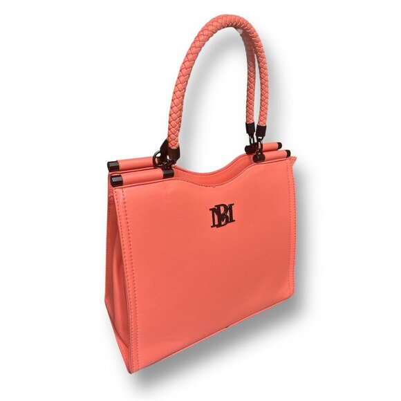 Badgley Mischka Coral Vegan Leather Crossbody Bag Braided Handle Zip Top NWT - Picture 3 of 9